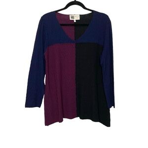 Habitat Color Block Textured Knit V-Neck Pullover Sweater Sz S